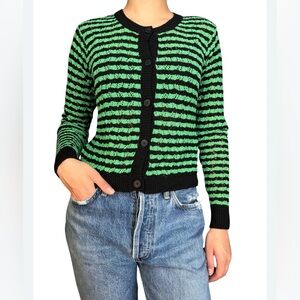 Bimba Y Lola Striped Spring Cardigan | S | Green and Black